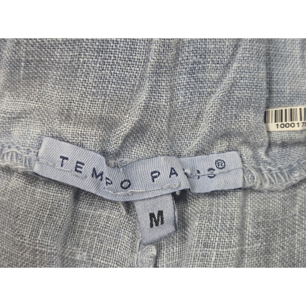 Tempo Paris 100% Linen Wide Leg Pants Blue Made in Italy Art 1502E Medium - Picture 7 of 10
